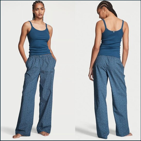 VS Cotton Tank Top & Pants Tee-Jama Pajama Set, Blue/Midnight Sea, Size Large - Picture 1 of 6